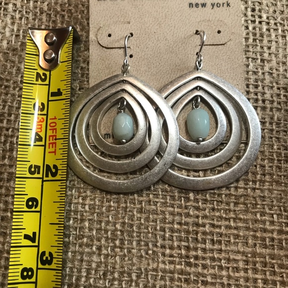 NWT Kenneth Cole Brushed Silver Semi-Precious Stone earrings - Picture 2 of 2